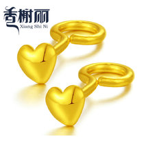 香榭丽珠宝 心形耳钉999足金心动耳钉养耳棒黄金 女 24K黄金耳环耳圈耳钩