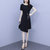 亿梦诗 2021年夏季新款气质名媛中长款黑色短袖显瘦法式连衣裙ET1224(黑色 XL)第3张高清大图