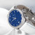 上海手表女士手表 全自动机械表 时尚潮流镶钻防水皮带女表802(白钢蓝面 皮带)第4张高清大图