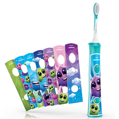 Philips 飞利浦儿童电动牙刷HX6322小孩3-6-12岁声波式防水充电式超软毛刷智能音乐定时(HX6322/04)