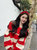 秋冬2021年新款韩版针织一字露肩上衣女宽松条纹中长圣诞红色毛衣(L)第5张高清大图