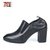 【专柜同款】马内尔商务高跟粗跟松紧带深口单鞋女鞋G85291(黑色 39)第2张高清大图
