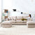 忆斧至家 2.1米小户型布艺沙发 可拆洗简约现代日式北欧三人公仔棉薄款组合(米白色 三人位（2.1m）)第2张高清大图