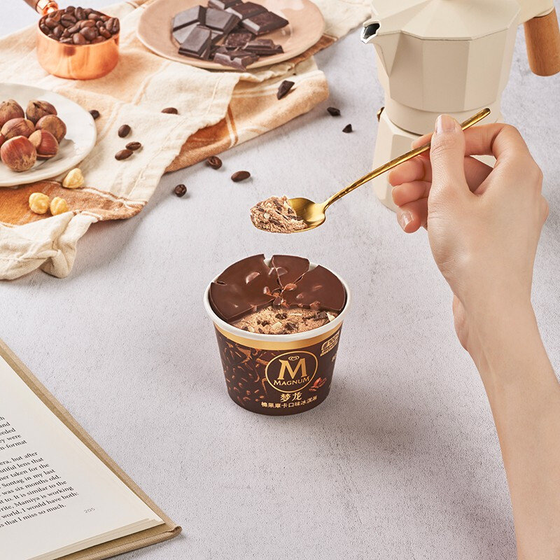 梦龙敲敲杯榛果摩卡口味冰淇淋69g3杯国美超市甄选