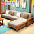 曲尚 现代中式实木沙发  L型客厅沙发家具组合套装 908(榉木+咖啡 三人位)第3张高清大图