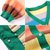 彩虹条纹T恤女夏V领开衫泡泡袖针织衫(绿色 165/88A)第3张高清大图