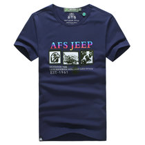 3111夏装新款战地吉普afsJEEP纯棉弹力圆领宽松男士短袖T恤polo衫(蓝色 3XL)