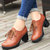 大盛公羊复古系带单鞋 有加棉和单鞋款两个款式 日常休闲女鞋DS738(棕色加棉 37)第4张高清大图