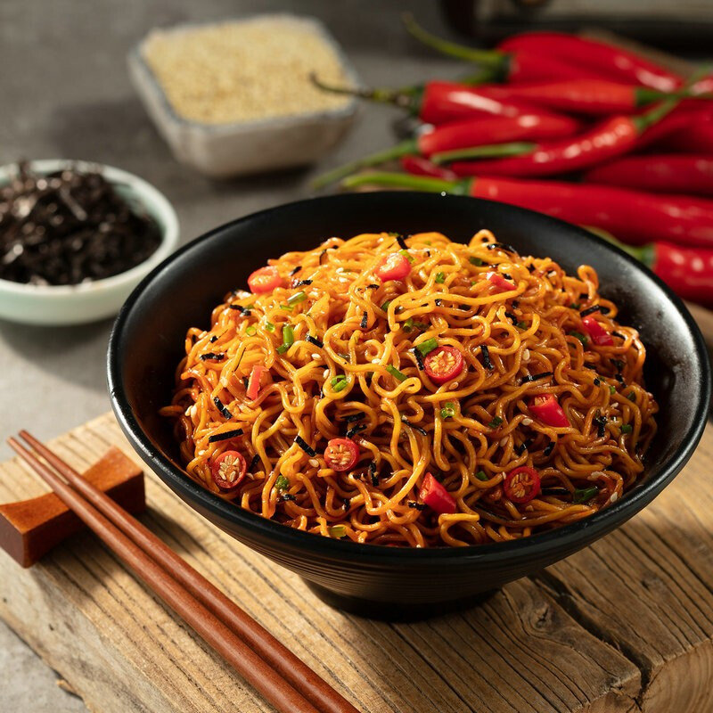 康师傅方便面干拌面韩式鸡肉味微辣超辣自配火鸡面煮面袋面泡面五连包