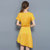 VEGININA 时尚收腰显瘦A字裙短袖连衣裙 3193(黄色 XXL)第3张高清大图