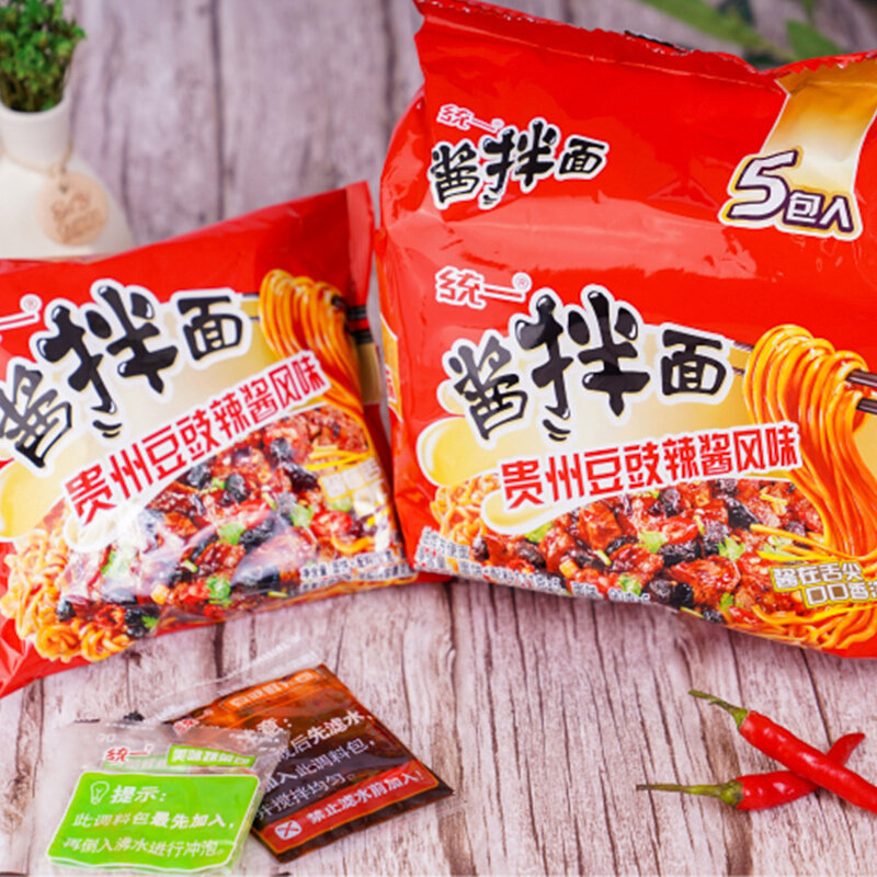 统一qxty统一酱拌面贵州豆豉辣酱风味干拌面口口浓香袋装5连包国美