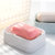 茶花肥皂盒家用双层沥水排水皂架洗脸盒卫生间创意便携大号香皂盒(粉红)第5张高清大图