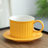 欧式咖啡杯套装陶瓷碟套装时尚高颜值设计英式下午茶套裝花茶杯(罗马柱咖啡杯-黄)