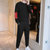 新款运动套装男女圆领卫衣男士春秋季长袖外套两件套休闲跑步帅气(黑色 XL)第5张高清大图