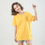 2021夏季新款休闲百搭纯棉宽松韩版圆领纯色短袖t恤女(黄色 XL)第5张高清大图