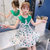 女童棉连衣裙夏装2021新款洋气夏季童装小女孩公主裙儿童雪纺裙子(绿色 120)第3张高清大图