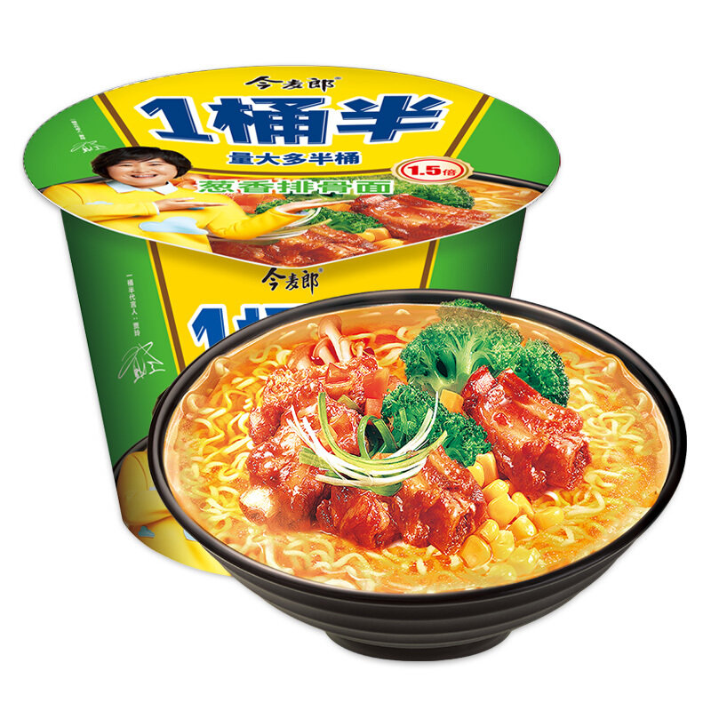 今麦郎方便面一桶半葱香排骨面15812桶整箱装国美超市甄选