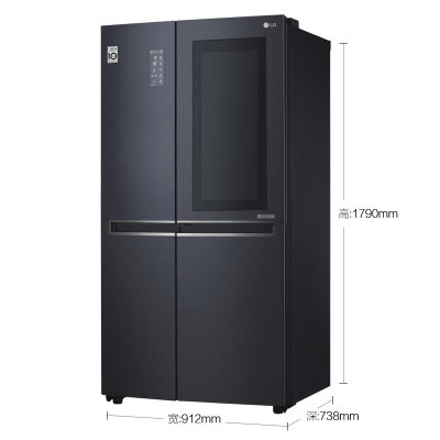 LG冰箱GR-Q2474PZA 643升大容量透视窗对开门中门风冷变频冰箱 速冻恒温 过滤系统 童锁保护