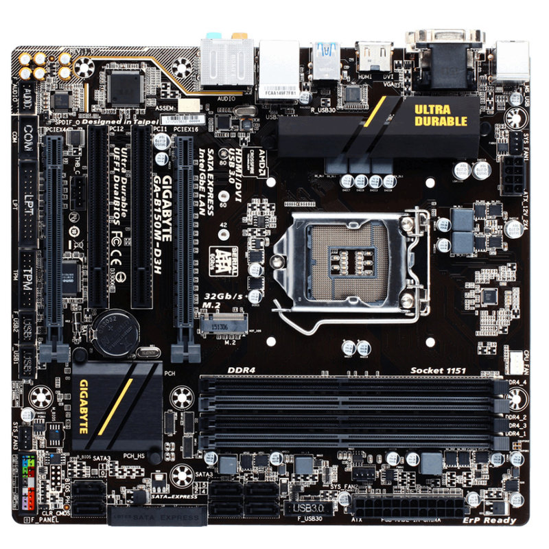 技嘉(gigabyte)b150m-d3h主板(intel b150/lga 1151/只支持ddr4代内存