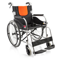 鱼跃轮椅车H062C 铝合金老人软座 可折叠手动轮椅车 免充气可调节踏板 带手刹