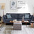 TIMI天米 北欧沙发 现代简约沙发 皮艺沙发组合 单人双人三人沙发 客厅沙发组合(黑色 四人位沙发)第2张高清大图