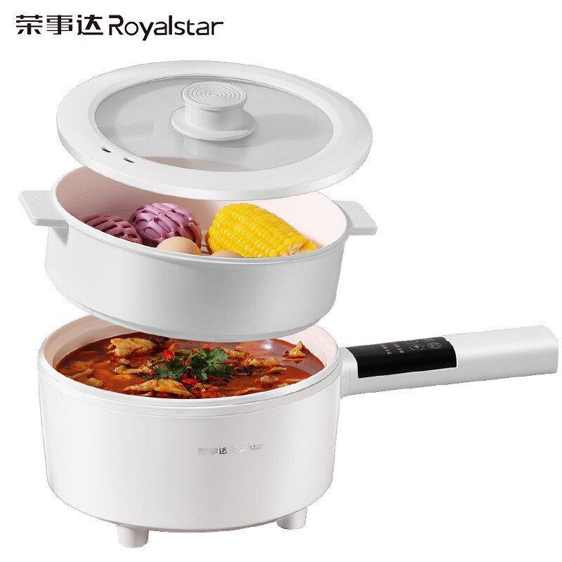 荣事达多功能小型家用电煮锅宿舍电火锅电炒锅陶瓷小电锅不粘锅象牙白