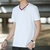 夏季新款男士桑蚕丝短袖T恤2021新款休闲夏装丝光棉V领纯色打底汗衫(白色 XXL)第3张高清大图