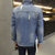 卡郎琪 男士新款韩版修身翻领蓝色牛仔外套男 学生青年开衫夹克宽松复古牛仔衣褂潮(蓝色 XL)第3张高清大图