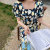 夏季法式温柔风复古方领别致珍珠印花显瘦连衣裙(L 天蓝色)第4张高清大图