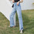 MISS LISA阔腿裤高腰牛仔裤弹性柔软薄料款透气裤子YR162(天蓝色 L)第4张高清大图