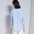 MISS LISA春夏装新款小清新休闲蓝白条纹衬衫立领衬衣长袖K1020(蓝色 XL)第4张高清大图
