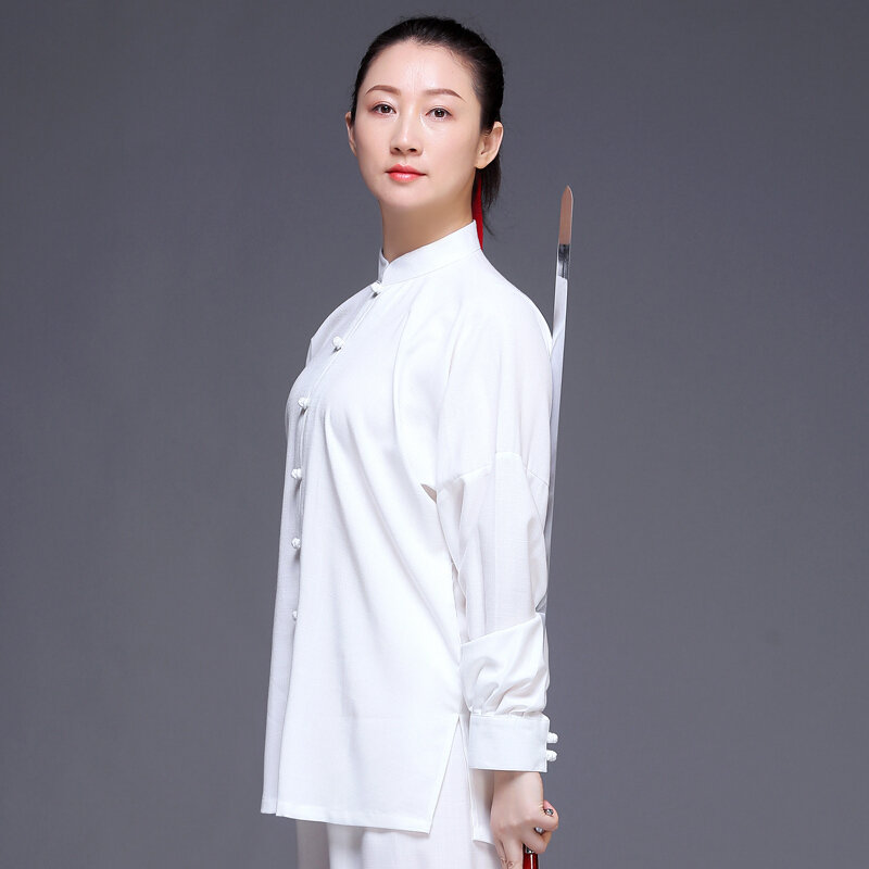 仁武太极服女棉麻中国风中老年太极拳练功服装白色xlrwmmx国美超市