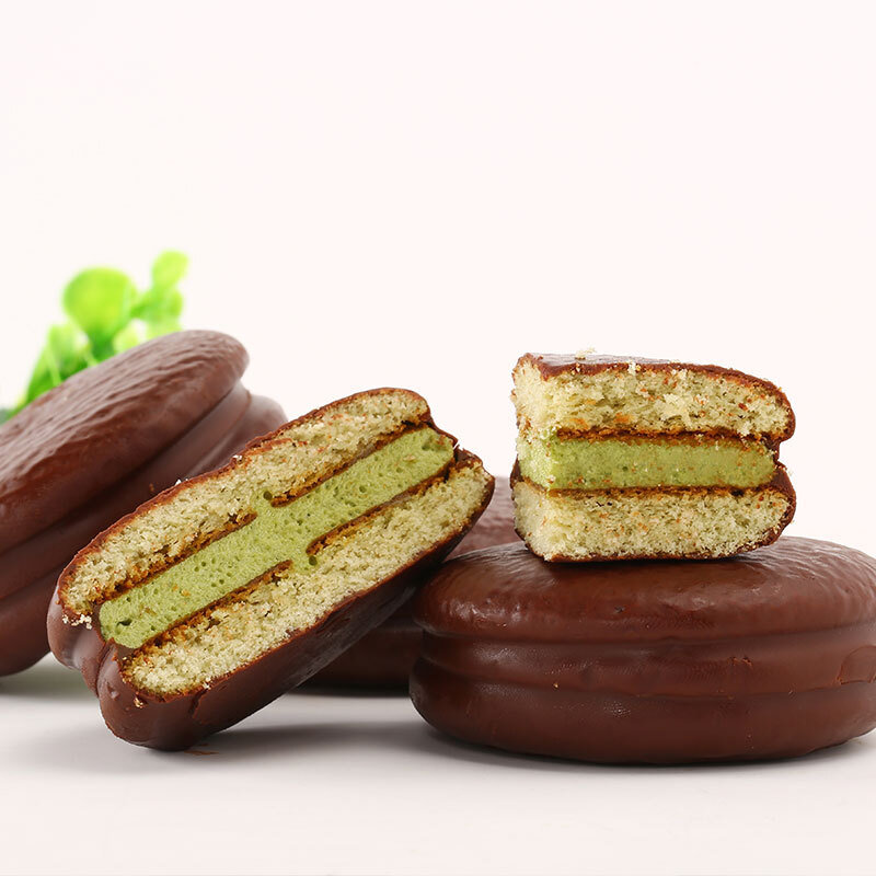 好丽友巧克力派清新抹茶本味6枚216g新老包装随机发货