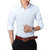 夏季男士长袖衬衫男长袖修身男士衬衫韩版青年纯色衬衣男(藏青 45/6XL)第5张高清大图