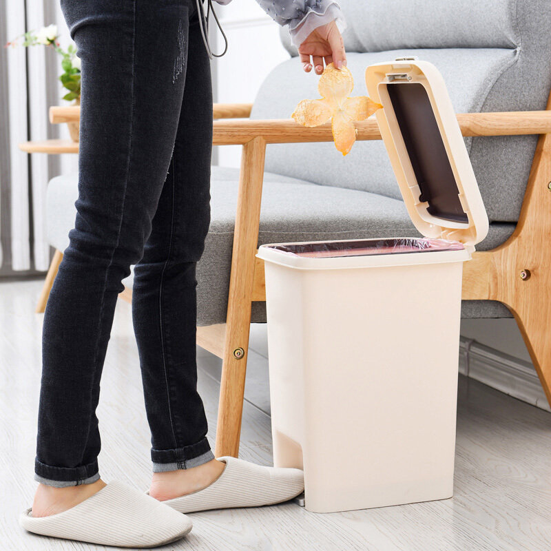 雅高带盖脚踩按压垃圾桶pp10l国美超市甄选