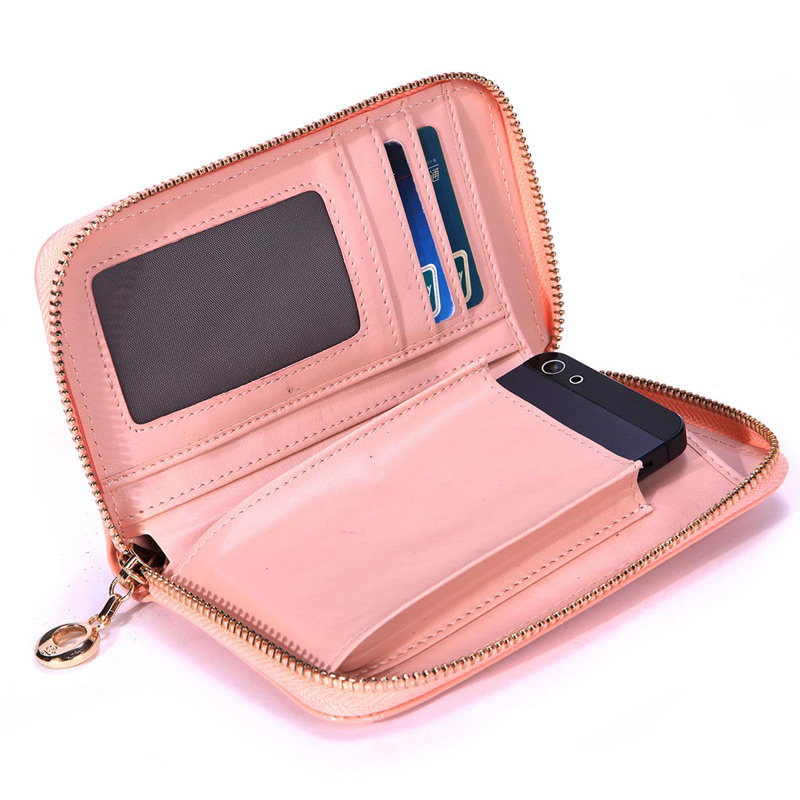 svale诗薇儿女士牛皮时尚菱格短款手机钱包女式零钱包14gm91678p粉色