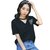 韩都衣舍2017韩版女装夏装新款镂空字母印花短袖T恤HO6158(黑色 L)第3张高清大图