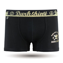 DarkShiny 低调奢华全棉 烫金骷髅头王 男式平角内裤「MBLK01」(黑色 L)