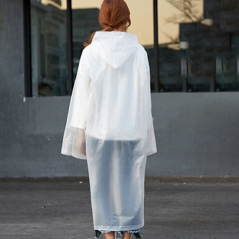 驰动成人雨衣半透明长款带帽加厚白色磨砂时尚雨衣非一次性雨衣男女士