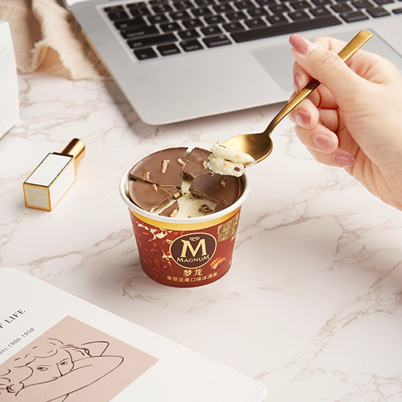 梦龙敲敲杯香草坚果口味冰淇淋69g3杯家庭装桶装量贩装