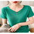 【新款】女士100%纯棉抽绳V领带扣短袖(秋香绿色 M)第5张高清大图