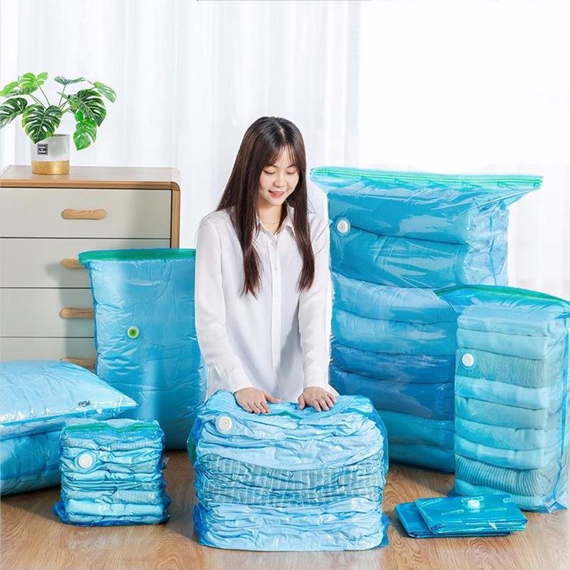 太力抽气真空压缩袋家用被子立体袋子衣物密封袋羽绒服衣服收纳袋蓝色