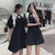SELAH 设计师品牌2021秋季新款淑女网红气质连衣裙(M 黑色)第4张高清大图