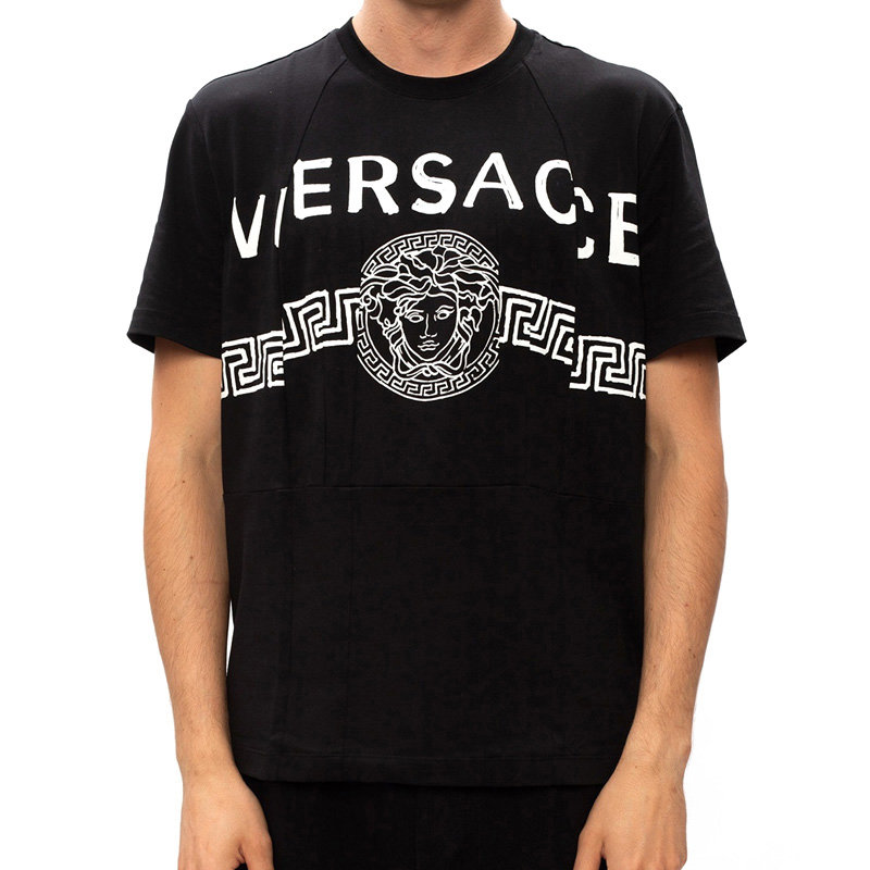 versace男士黑色印花字母t恤a86893a228806a1008s码黑时尚百搭