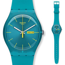 斯沃琪(Swatch)手表 原创炫彩系列 石英男女表(绿松蓝 SUOL700)