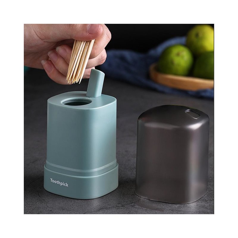 按压式牙签筒家用创意自动弹出牙签盒简约家用客厅餐厅收纳盒琥珀白