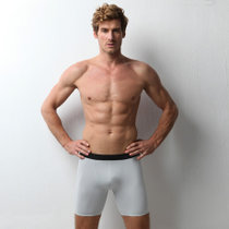 梦邦男士运动内裤速干跑步内裤一片式无痕加长款篮球足球内裤冰丝(灰色 XL)