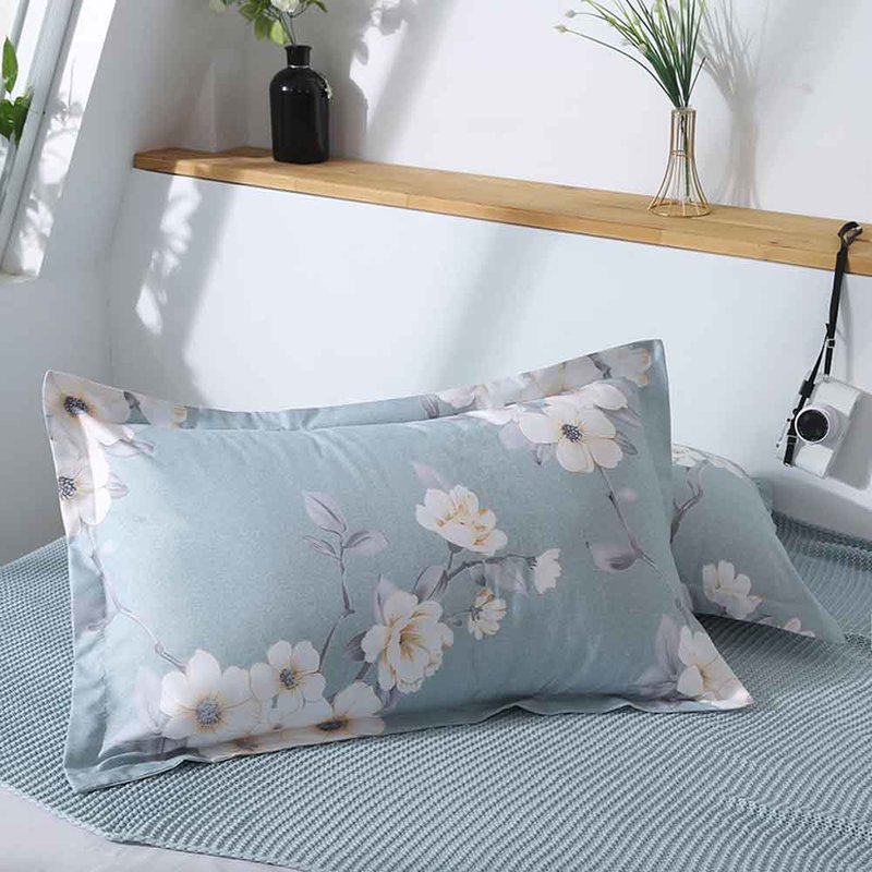 樵纪信封式磨毛枕套繁花1对2只柔软舒适亲肤细腻