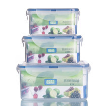 西派珂/CMCPACK 塑料长方形保鲜盒水果盒便当盒微波炉密封储物盒(塑料五件套)