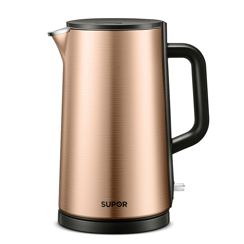 苏泊尔sw15s08a烧水壶家用304不锈钢电热水壶小型自动断电开水壶金色